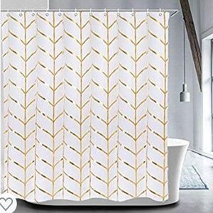 Geometric Gold Fabric Shower Curtain